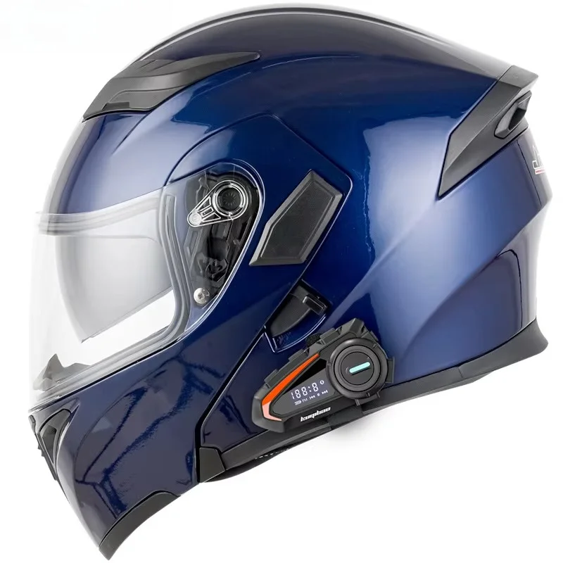 Bluetooth Helmet Flip Up Visor Dual Lens Casco Moto Cool Motorcycle Helmet Full Face Casco Black Motorbike Helmets Modular