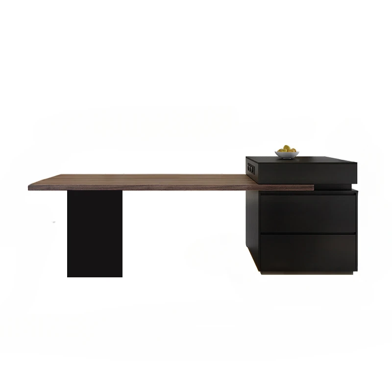 Island table integrated retractable walnut rock slab electric intelligent storage multi-function