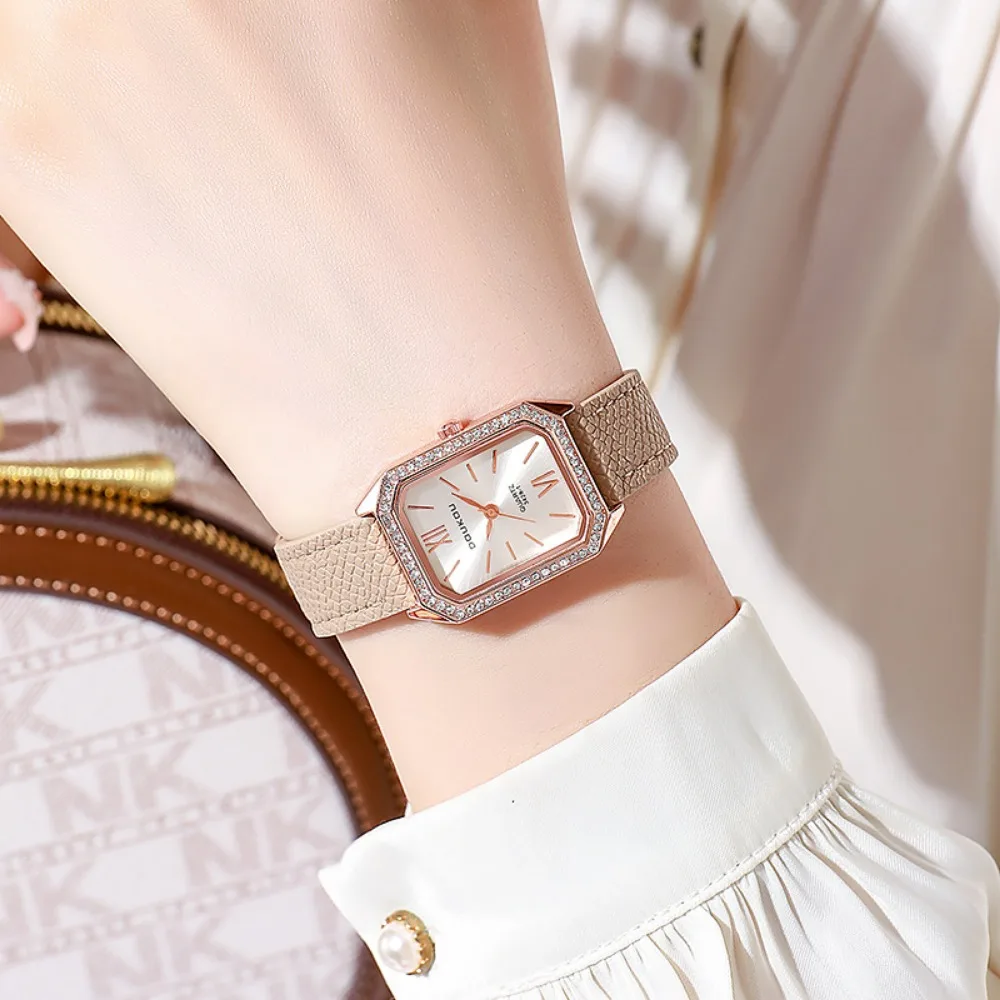 Luxo incrustado strass dial relógios de quartzo moda pulseira de couro relógio de pulso dropshipping presentes senhoras relógio relogio feminino