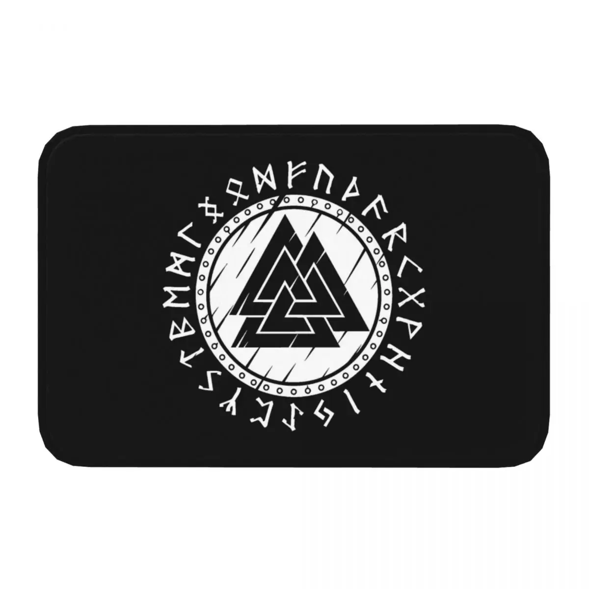 Scandinavian Shield Norse Runes Valknut Art White Viking Non-slip Doormat Carpet Bath Bedroom Mat Prayer Indoor Decor