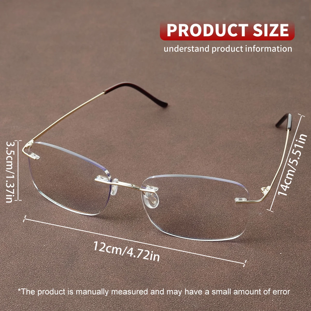 Photochrome, progressive multifokale Lesebrille, stilvolles rahmenloses Design, inklusive 1 integrierter Lesebrille als Geschenk, Unisex. – Detail 5