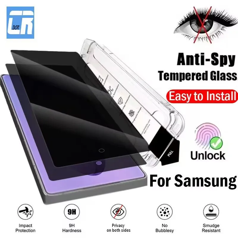 

Easy Installation Dust Free Privacy Screen Protector for Samsung Galaxy S26 S25 S24 Ultra S26+ S25+ S24+ S23+ S22+ S23 S22 Glass