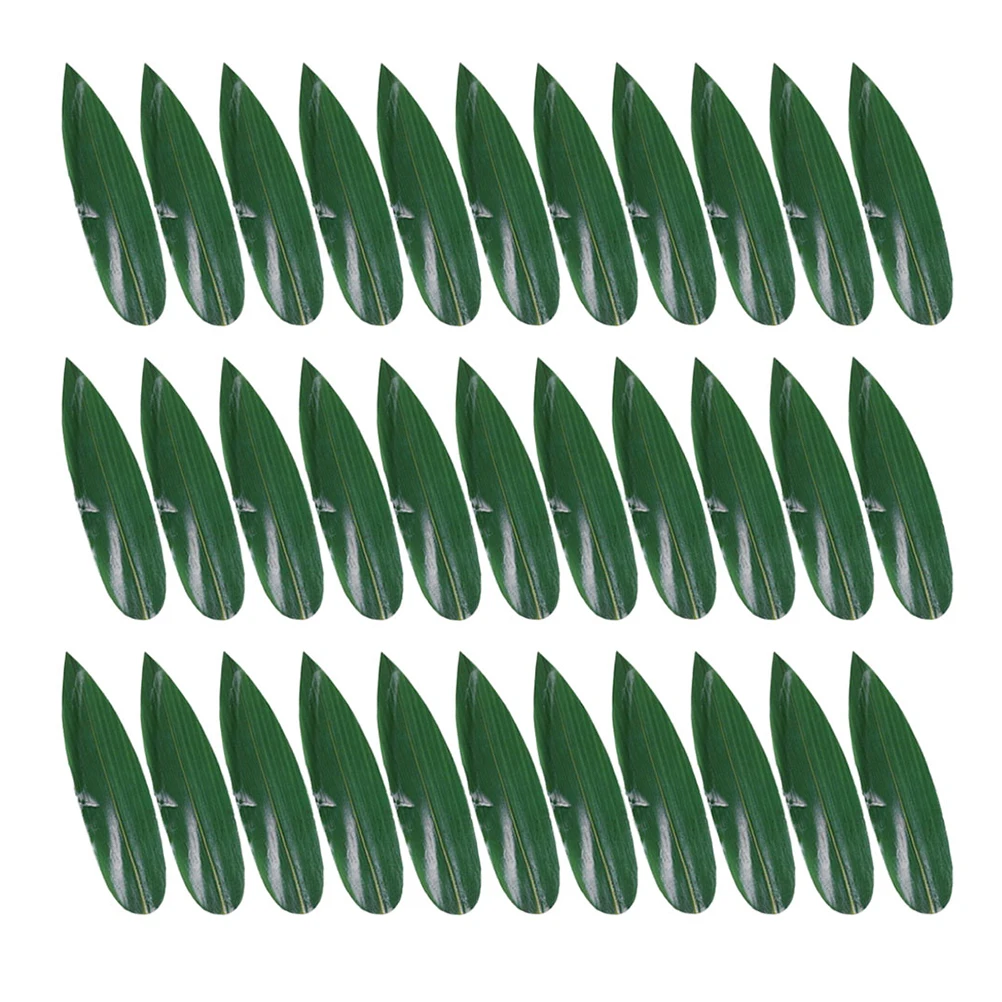 100 Pcs Bamboo Leaf Sushi Pad Rolling Mat Plates Artificial Leaves Cooking Decorative