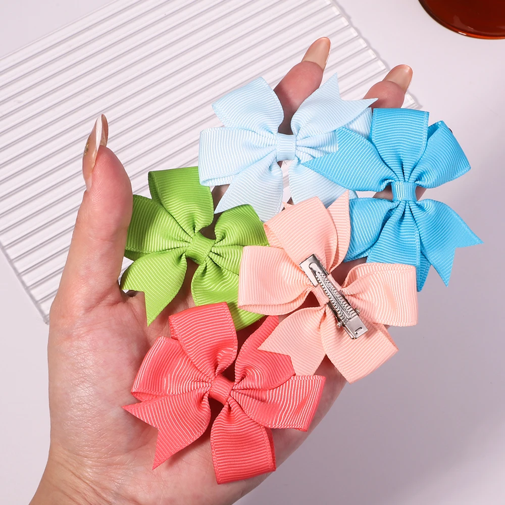 10Pcs/Set New Cute Ribbon Bowknot Hair Clips for Kids Handmade Bows Hairpin Barrettes Headwear Baby Girls Hair Accessories