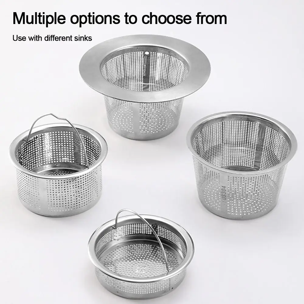 Stainless Steel Sink Strainer Round Shape Hair Catcher Floor Waste Filter Net Anti-blocking Waste Catcher