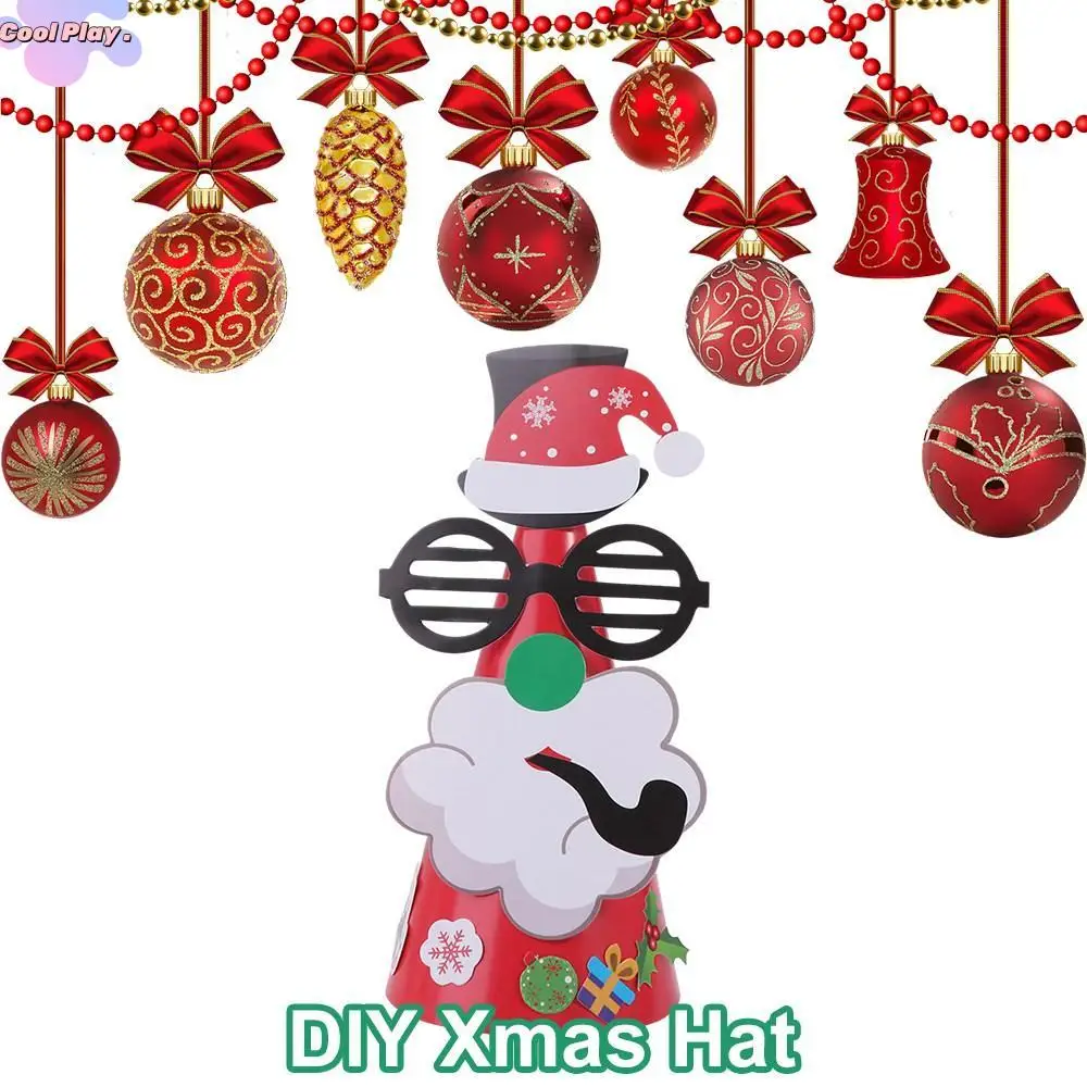 

Handicrafts Paper Handmade Santa Hat Santa Claus Elk DIY Christmas Hat Toy Christmas Tree Snowman Kriss Kringle Hat Kindergarten