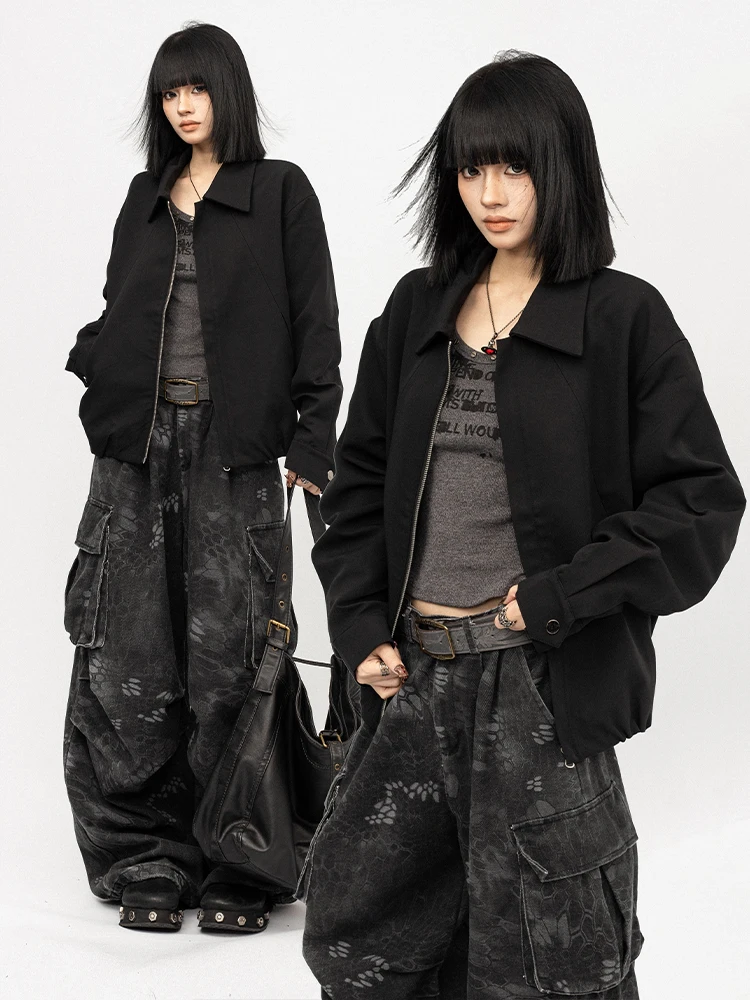 

OCTTFLAB American Sle Hot Girl ort Flight Jaet Women's Autumn Winter Loose Casual Collar up Outerwear Trendy