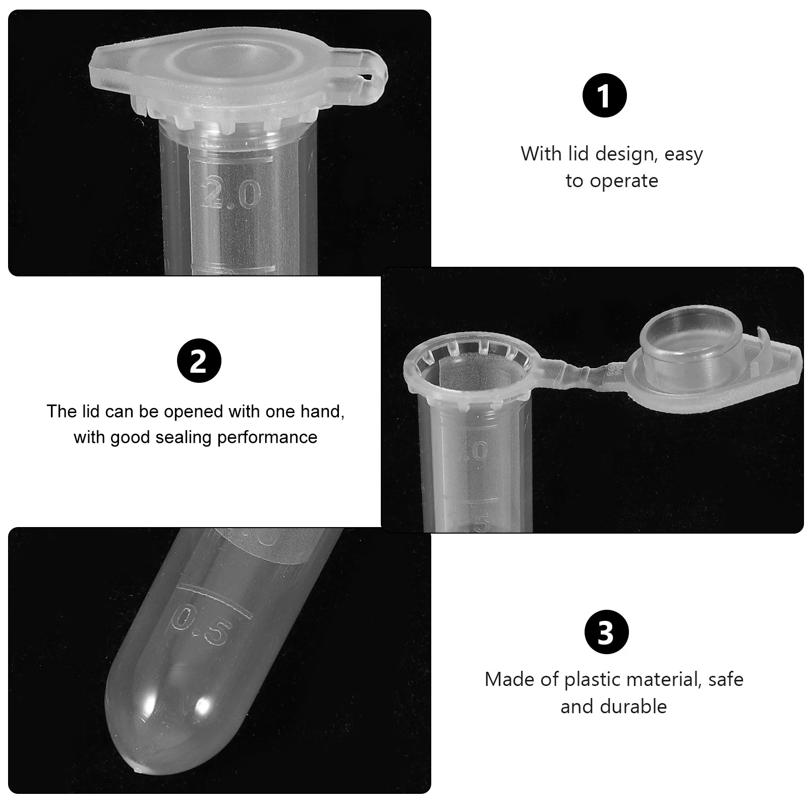 

500 pcs Tube 2Ml Round Bottom High Transparency Pp Sterilizable Micro Tube For High Speed Centrifugal Lab