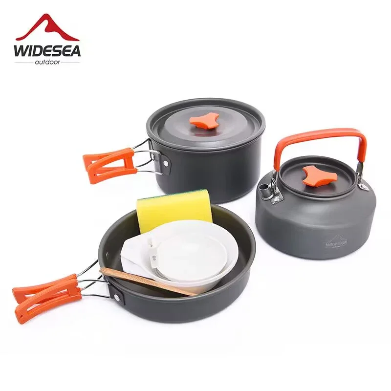 

Camping Soup Pot Outdoor Teapot Cookware Pan Set Tableware Cutlery Utensils Hiking Picnic Travel Equipment Cooker Camp pot Lunch