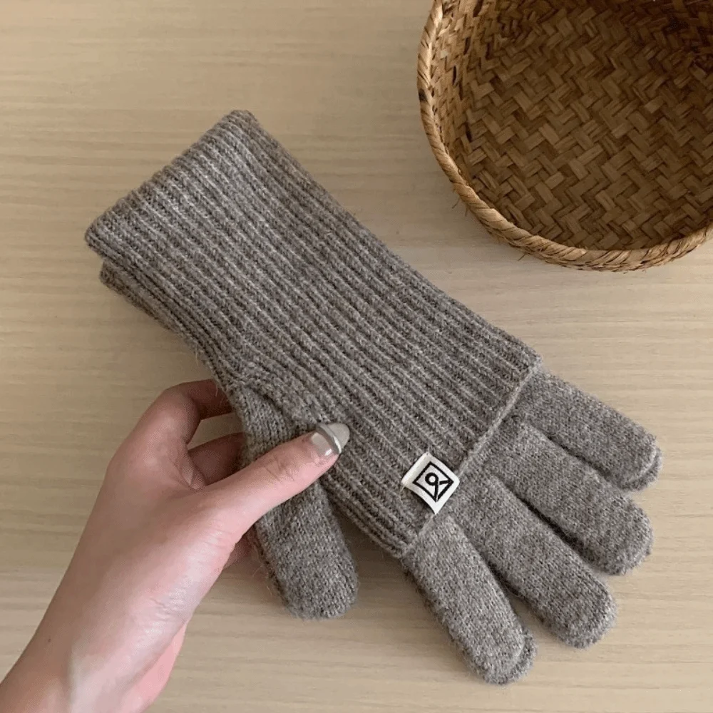 

Полезные теплые перчатки с длинными пальцами, однотонные холодостойкие зимние перчатки, ветрозащитные эластичные вязаные варежки для вождения, катания на лыжах, уличные велосипедные перчатки