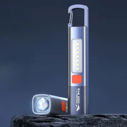 SMILING SHARK Outdoor Flashlight Portable Strong Light Variable Focus with Floodlight Side Lights Long Range Rechargeable
