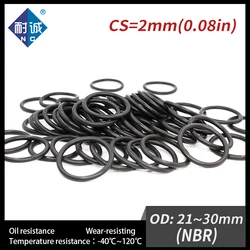 20PC/lot Rubber Ring Black NBR Sealing O Ring CS2mm Thickness OD21/22/23/24/25/26/27/28/29/30*2mm O-Ring Seal Gaskets Oil Washer