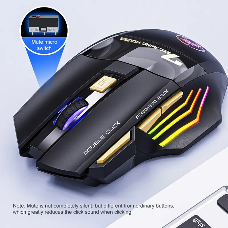 Wireless Gaming Mouse USB IMICE GW-X7 3200DPI Dual Mode Rechargeable 7 Keys 2.4Ghz Silent Mouse Bluetooth 7-color Breathing LED