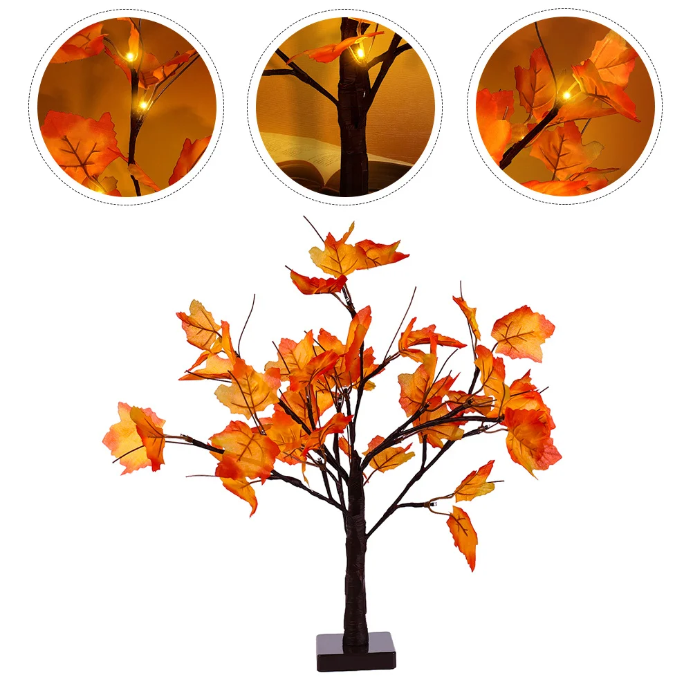 

1Pcs Halloween Maple Leaf Tree Lamp Creative 24 LED USB Decorative Tree Light Festival Party Decor Tabletop Ornament