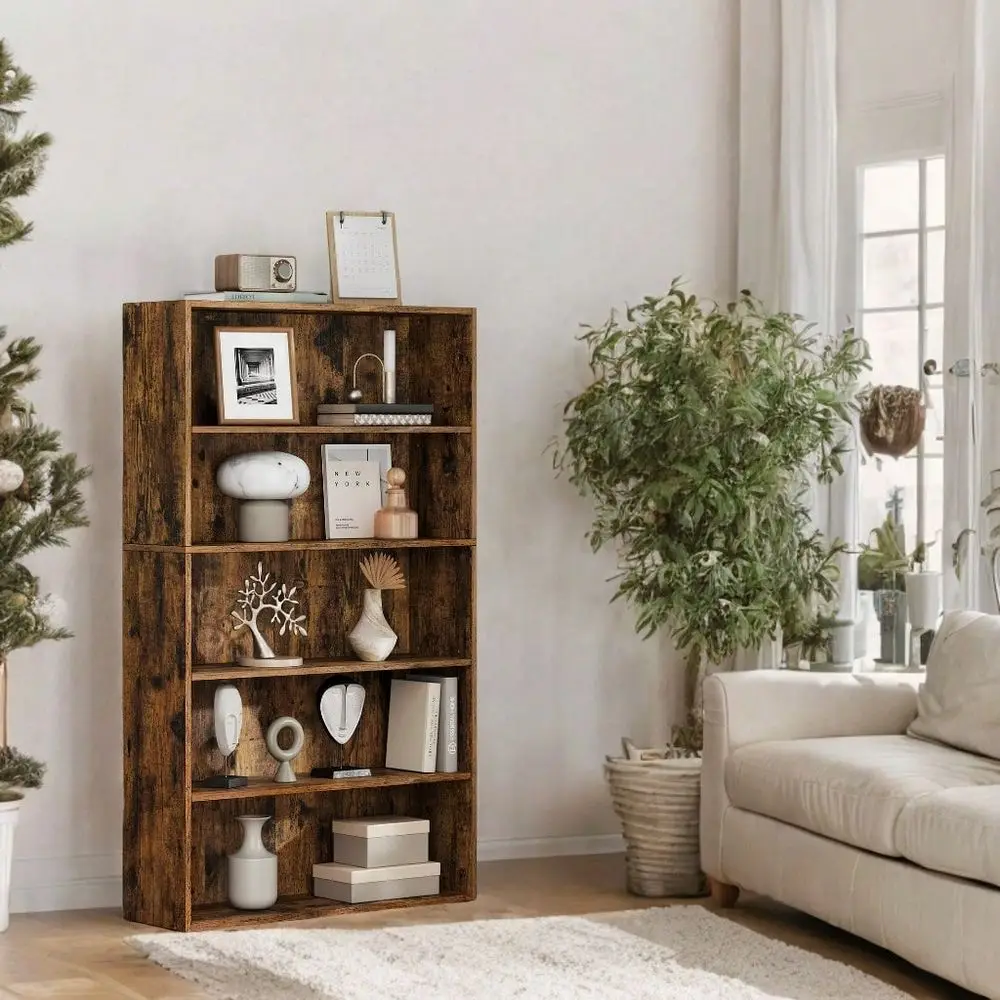 

5Tier Bookshelf, 30 Inches Wide, Open Bookcase With Adjustable Storage Shelves, Floor Standing Unit