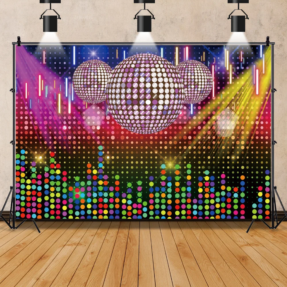 Laeacco Musical Play Stage Concert Spotlight Fantasy Polka Dot Light Bokeh Scenic Photographic Background Photo Backdrop Photo