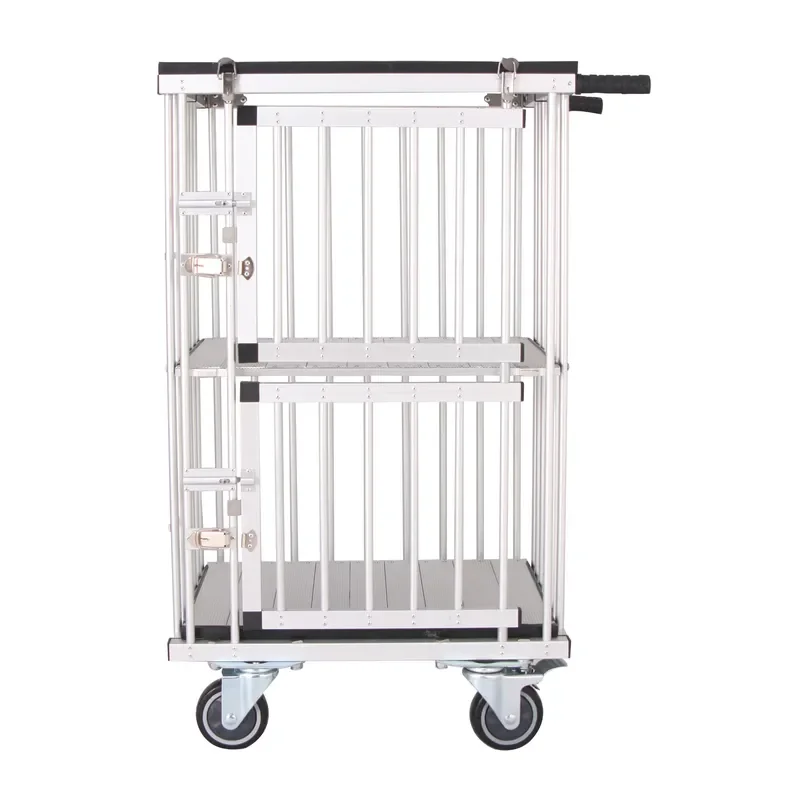 Small Portable Dog Show Trolley Aluminum Cage Pet Carrier with Wheels for Cats and Dogs Animals