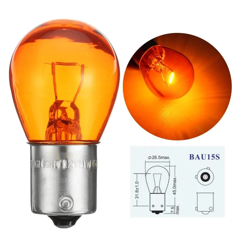 10pcs 1156 BA15S P21W Amber Bayonet Bulbs, for Accurate Turn Signal & Dashboard Warning Light Replacement view 2