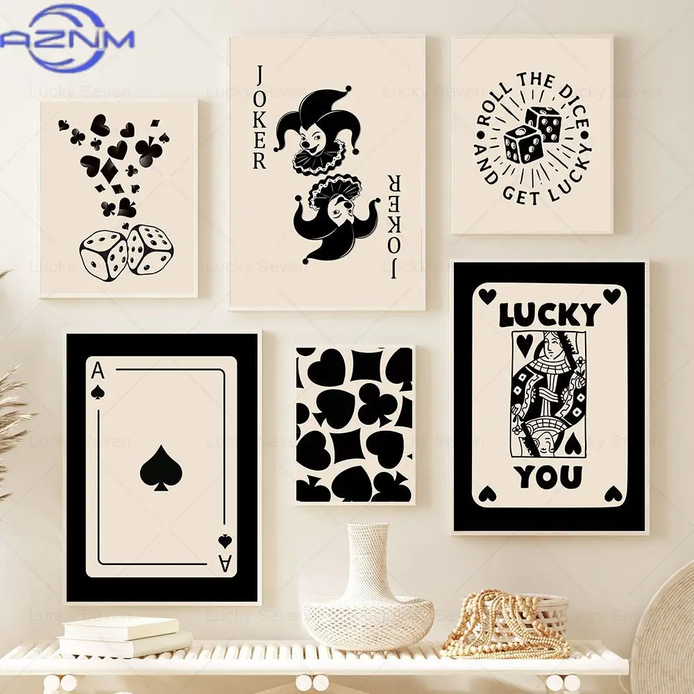 AZNM Pop Art Lucky You Poster Trendy Queen Cherry Aesthetic Print Black Pink Card Canvas Painting Wall Picture Y2K Bedroom Room