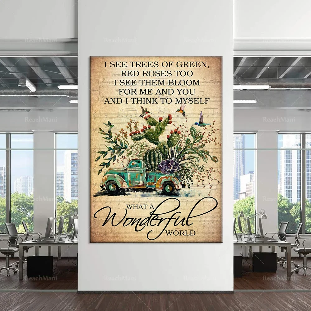 Gardening and Hummingbird Lovers What a Wonderful World Lyrics Gardener Posters Living Home Decoration Wall Art Posters