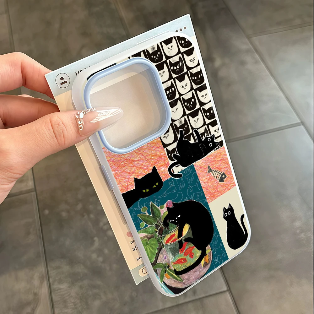 Für Samsung Galaxy A16 A15 A55 A35 A36 A56 S26 S25 S24 Ultra S23 S21 S22Plus Schwarze Katze Kunst-Kollage TPU Handyhülle Silikon-Cover – Detail 3