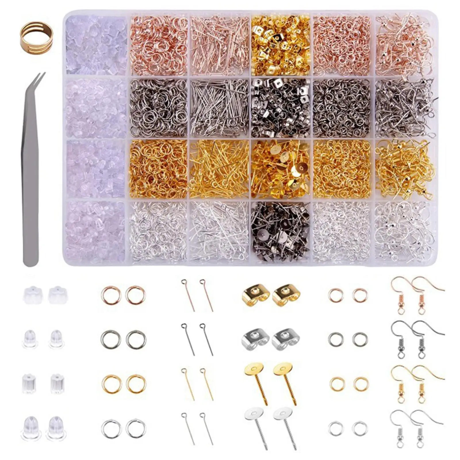 

3600x Earring Making Kit DIY Twezzer Silicone Earrings Backs Earring Backs Earring Making Supplies Kit for Crafting Adults Girls