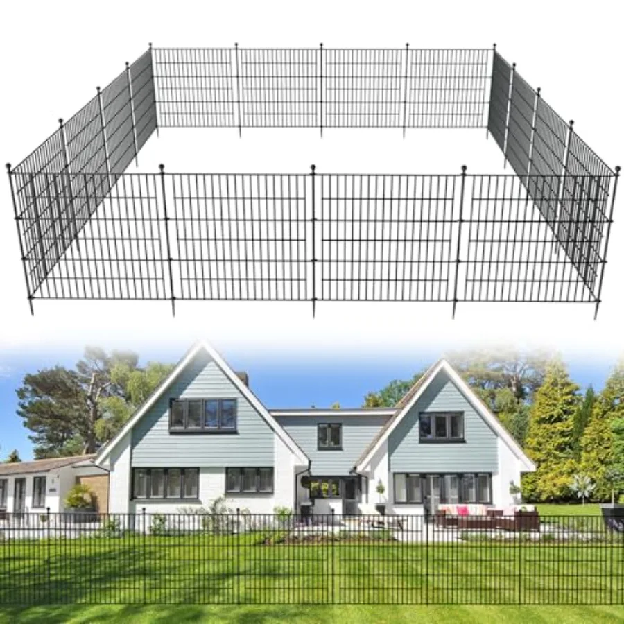 

15 Panels No Dig Decorative Outdoor Garden Fence for Yard 32 in H X 35.4 ft(L) Animal Barrier Fencing Rustproof Metal Wire Pane