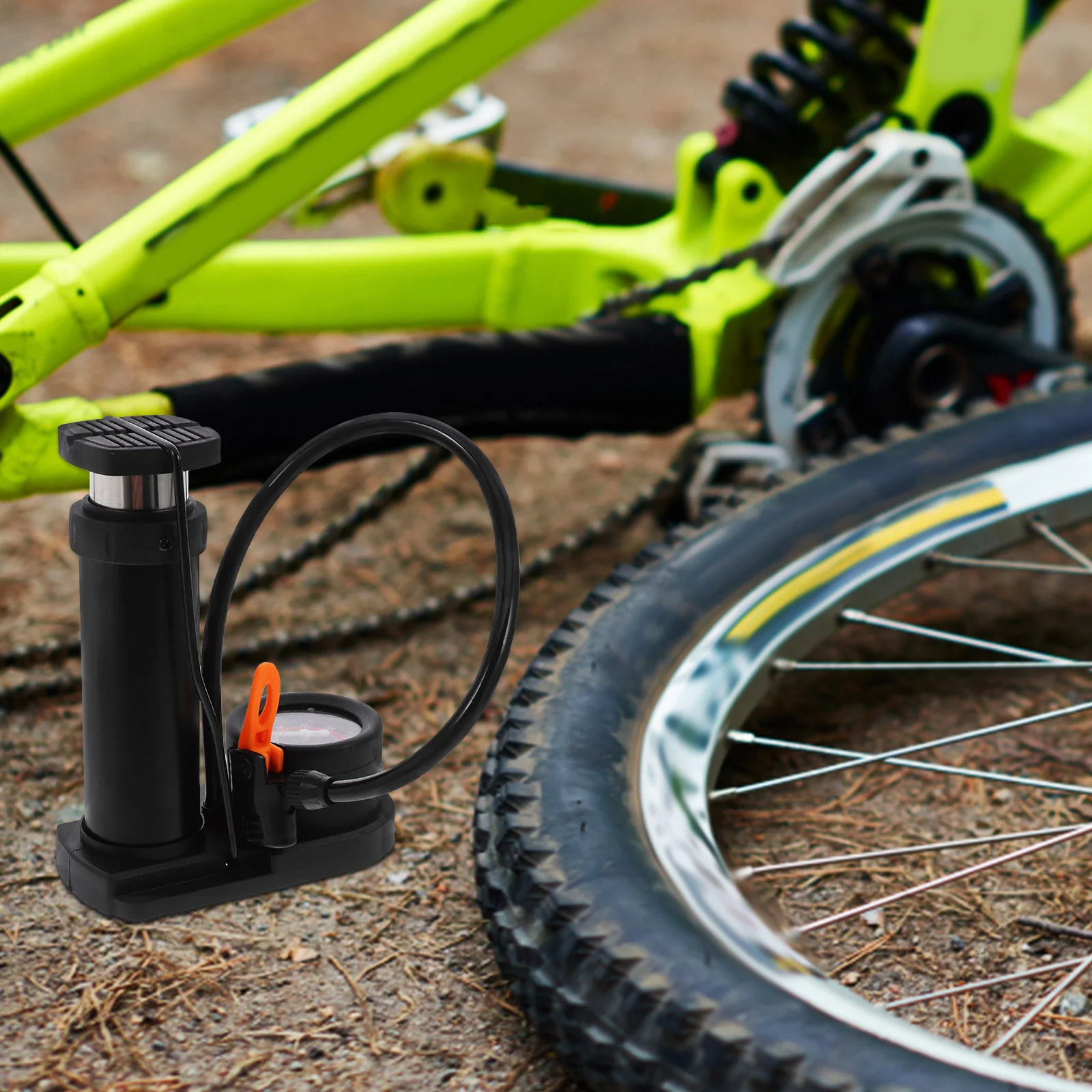 

Portable Bike Floor Pump Aluminum Alloy High-Pressure Tire Inflator For Usa French Valves Dual Head No Adapter Universal Fit