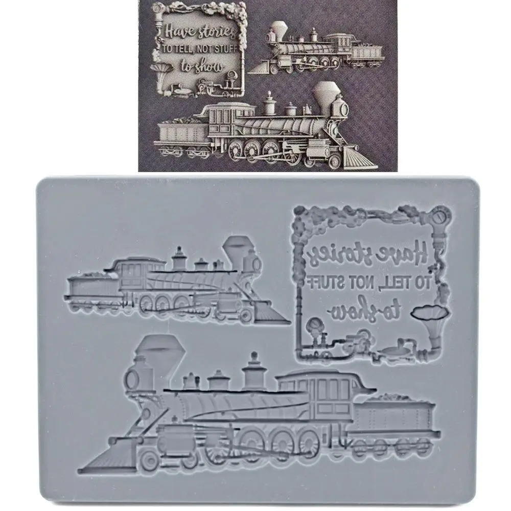 Steam Locomotive Silicone Fondant Mold Punk Engine DIY Sugarcraft Chocolate Icing Decor Cake Toppers Baking Mould Polymer Clay