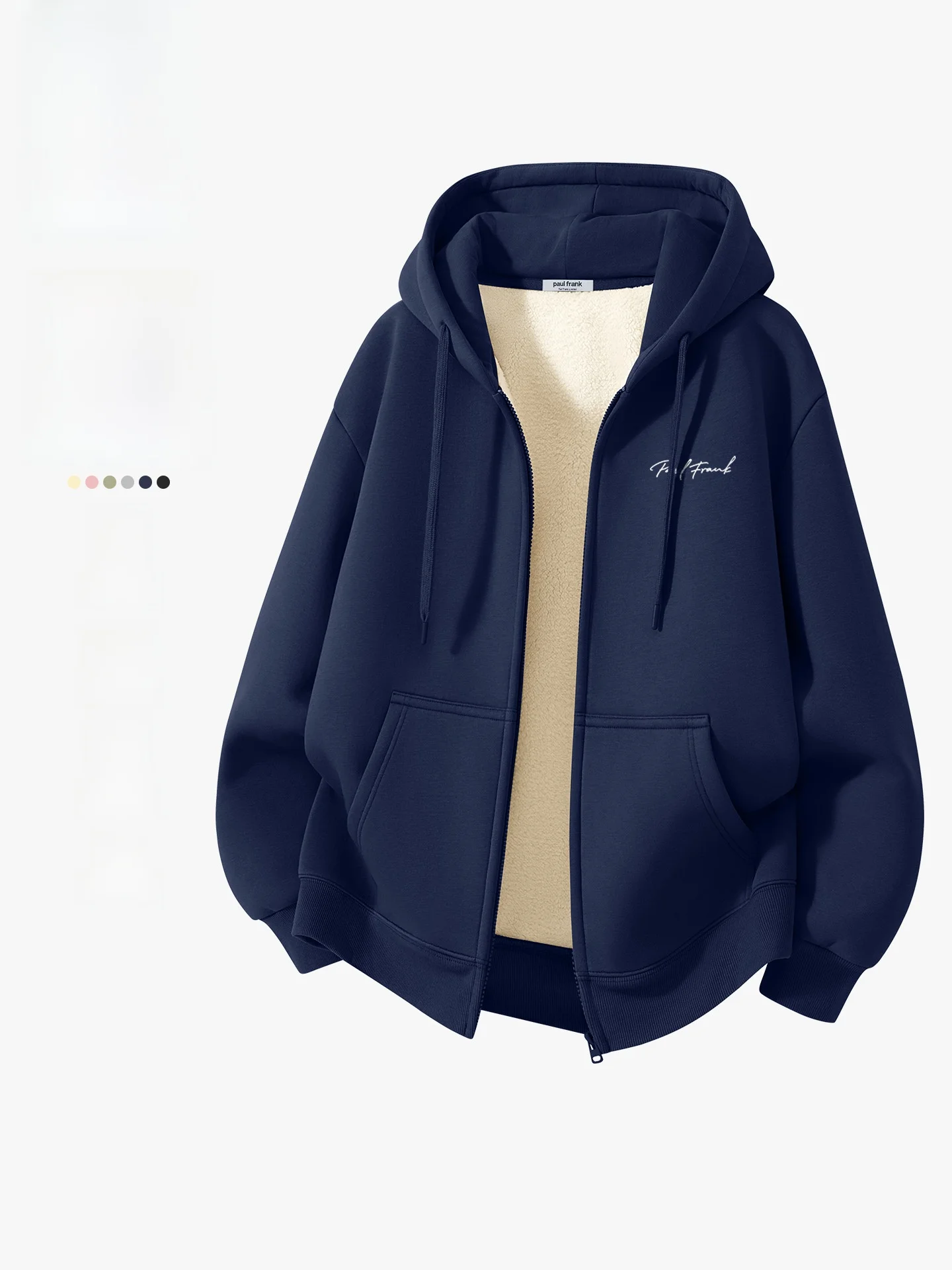 

Men's Lamb Velvet Zipper Hoodie Thiened Fce Warmth Outerwear Casual Cleanfit Long Sve Sweatirt Coat