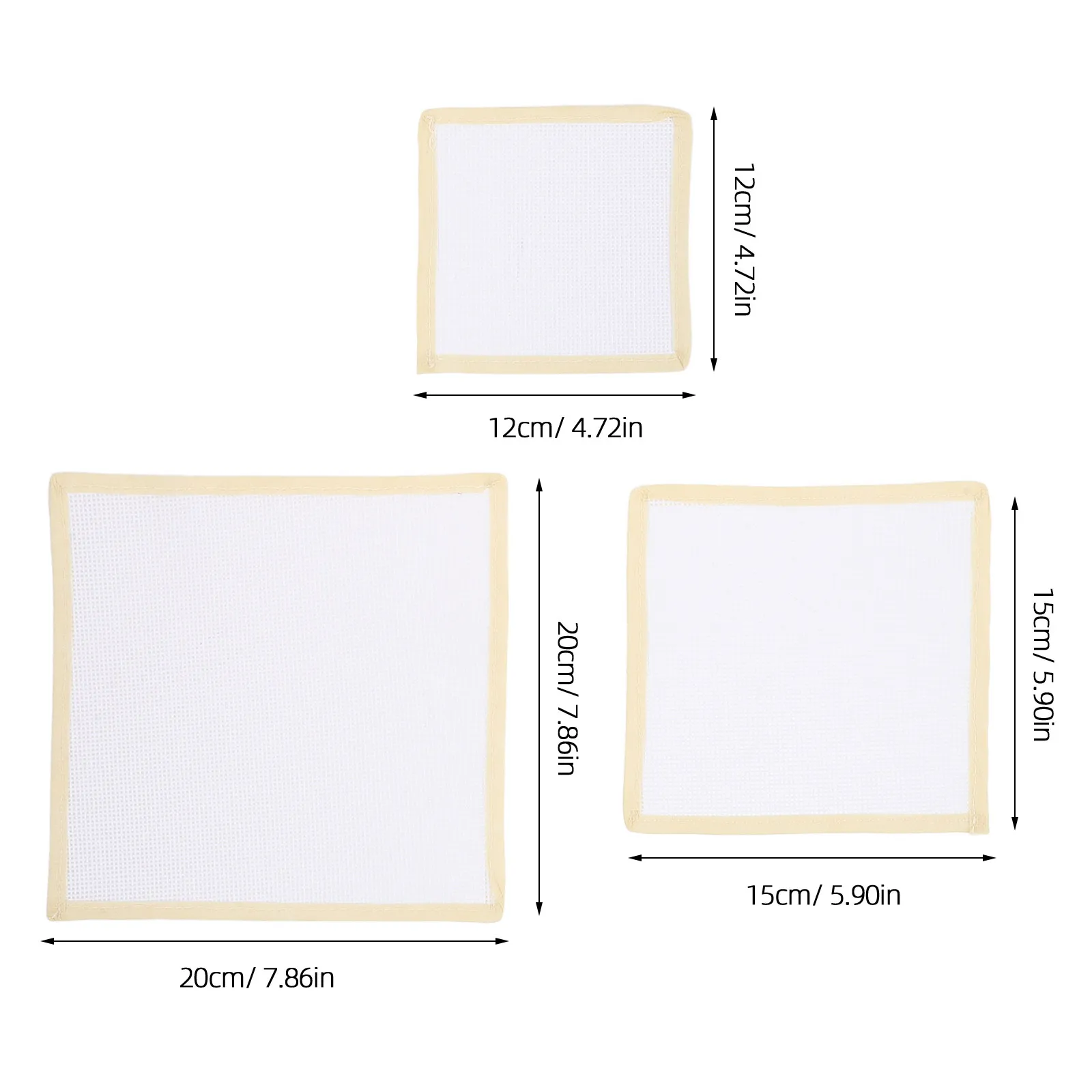 6Pcs Embroidery Canvas Fabric 18 Mesh Blank Needlepoint Canvas 8 6 5 Sizes Precut Cotton Fabric Squares Non-Fray Edges for Craft