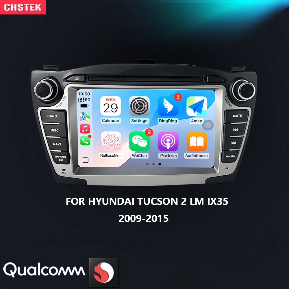 Автомагнитола CHSTEK Android 14 для Hyundai IX35 Tucson 2 LM 2009-2015 с Carplay, мультимедийный плеер, GPS, Wi-Fi, 4G, Bluetooth, сенсорный экран, стереосистема