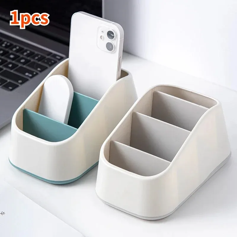 Trapezoidal Remote Control Holder Storage Box, TV Remote & Phone Organizer, Desk Stationery Tray for Home Hotel Office