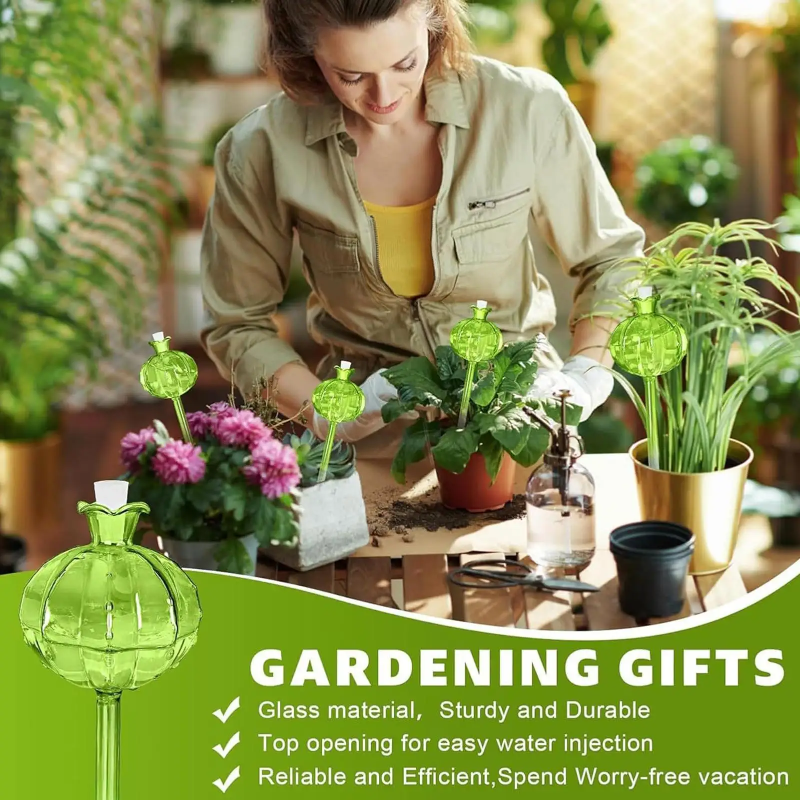 Plant Watering Globes Stakes 3 Pieces Slow-Release Vacation Care Insert Indoor Plants Pot Water Spikes For Flowers Orchids