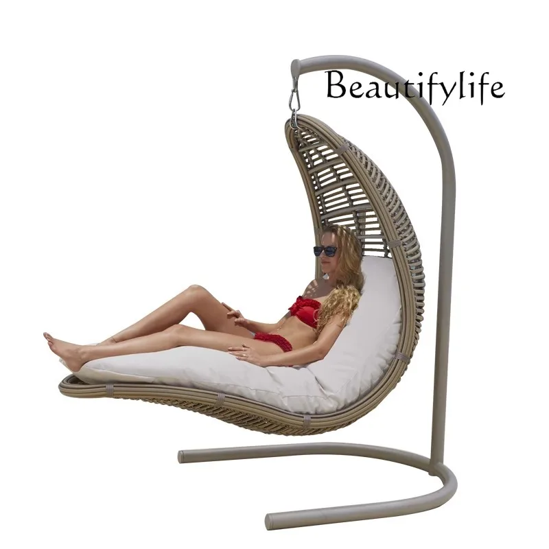 Nordic outdoor courtyard rattan leisure swing waterproof and sun protection balcony open-air swimming pool beach hanging basket