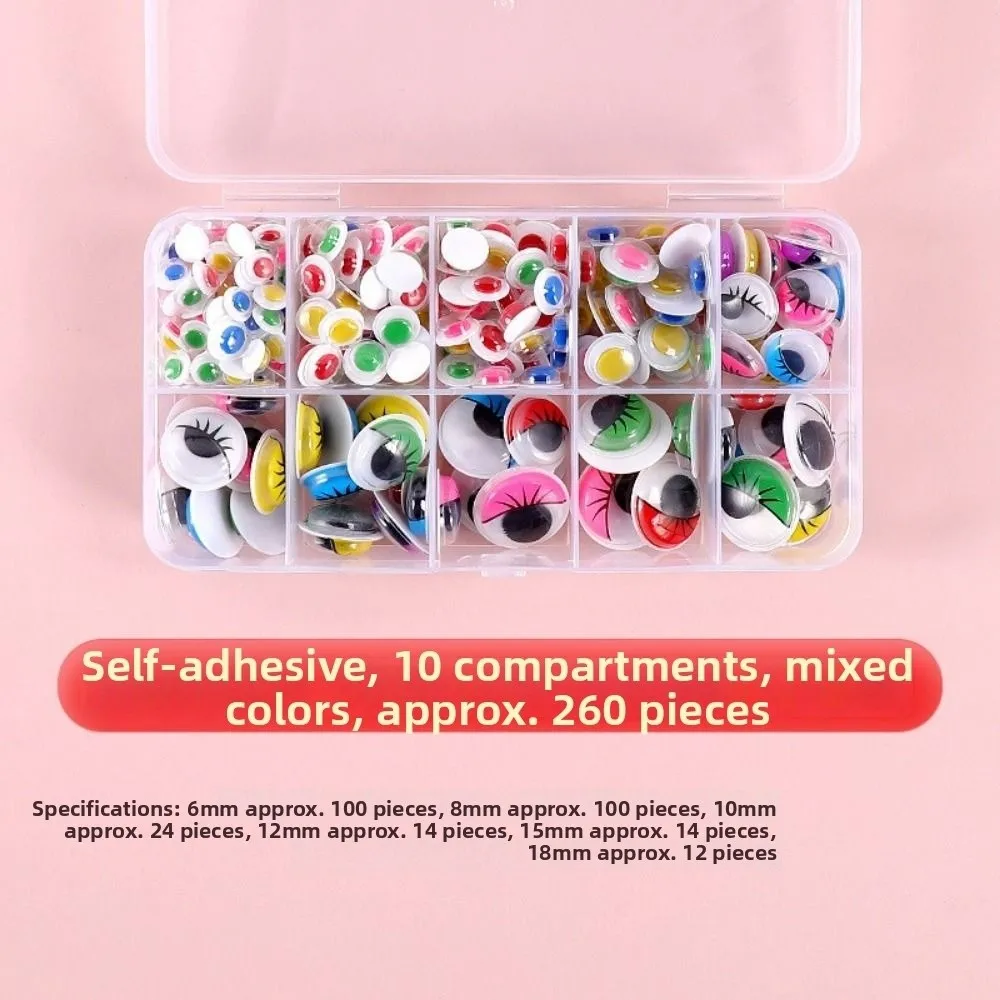 50/100pcs/bag 3D Dolls Activity Eyes Plastic DIY Colorful Activity Eyeballs With Adhesive Backed Handmade Dolls Eyes Accessories