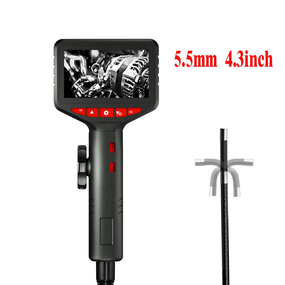 5.5 MM Two-Way Articulation Borescope 1080 P HD Steerable Endoscope Camera with 4.3 INCH LCD Monitor For Wall Engine Car Camera