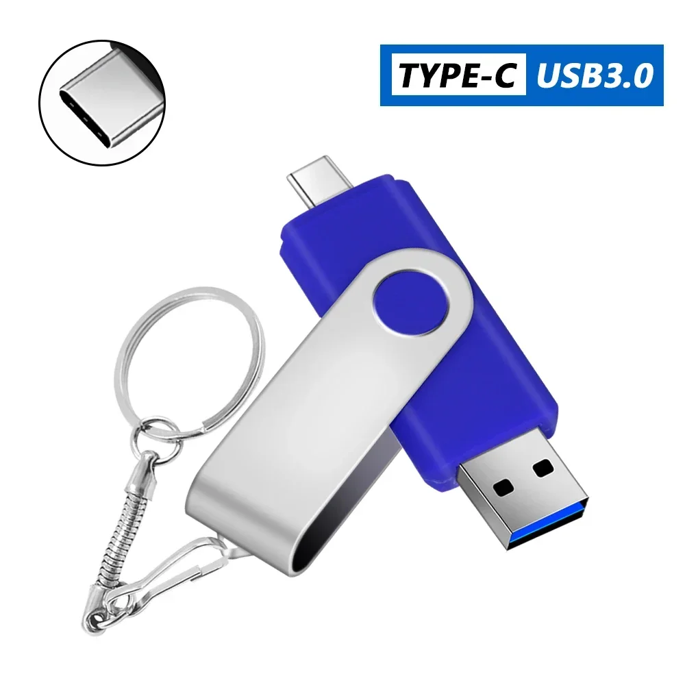 TYPE C USB 3.0 Flash Drive Metal Pen Drive 256GB 128GB 64GB 32GB 16GB 8GB Memory Stick 2IN1 High Speed Pendrive Free Custom LOGO