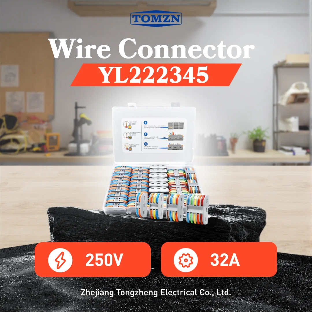 TOMZN Official Lever Wire Connector 32PCS YL222345-16-8-4-4 2/3/4/5 Ways Transparent Colorful 250V 32A For BV BVR RV 12 AWG 4mm²