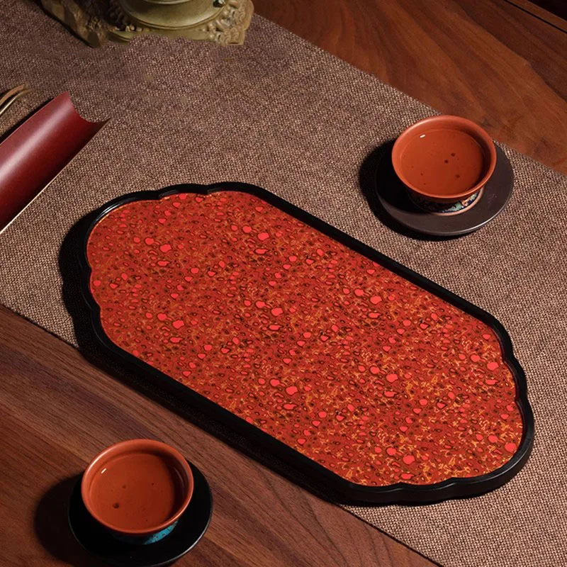 

Hospitality Dining Tea Tray Serving Wooden Luxury Accessories Decorative Office Drainage Tea Tray Kitchen Bandeja Madera Teaware