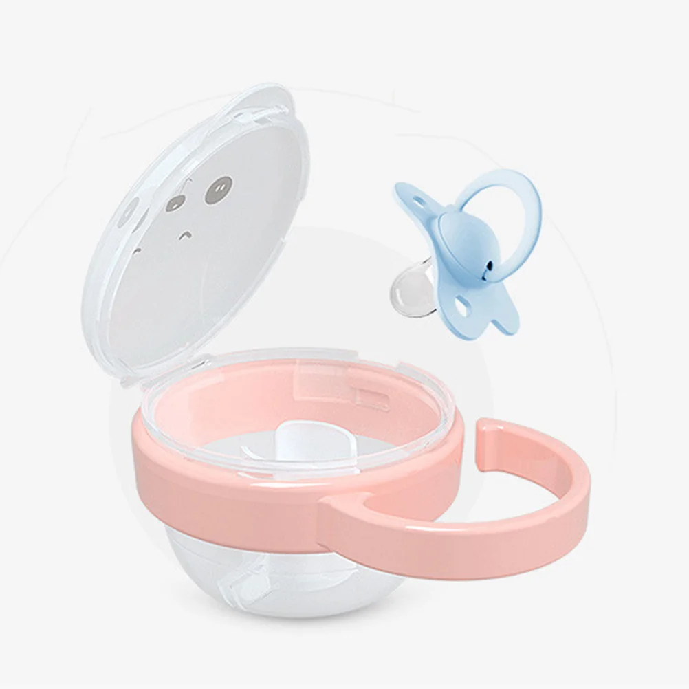 2 قطعة حامل لهاية الطفل المحمولة مع حلقة حمل نمط الكرتون صندوق تخزين للسفر الرضع مصاصة حقيبة للتخزين