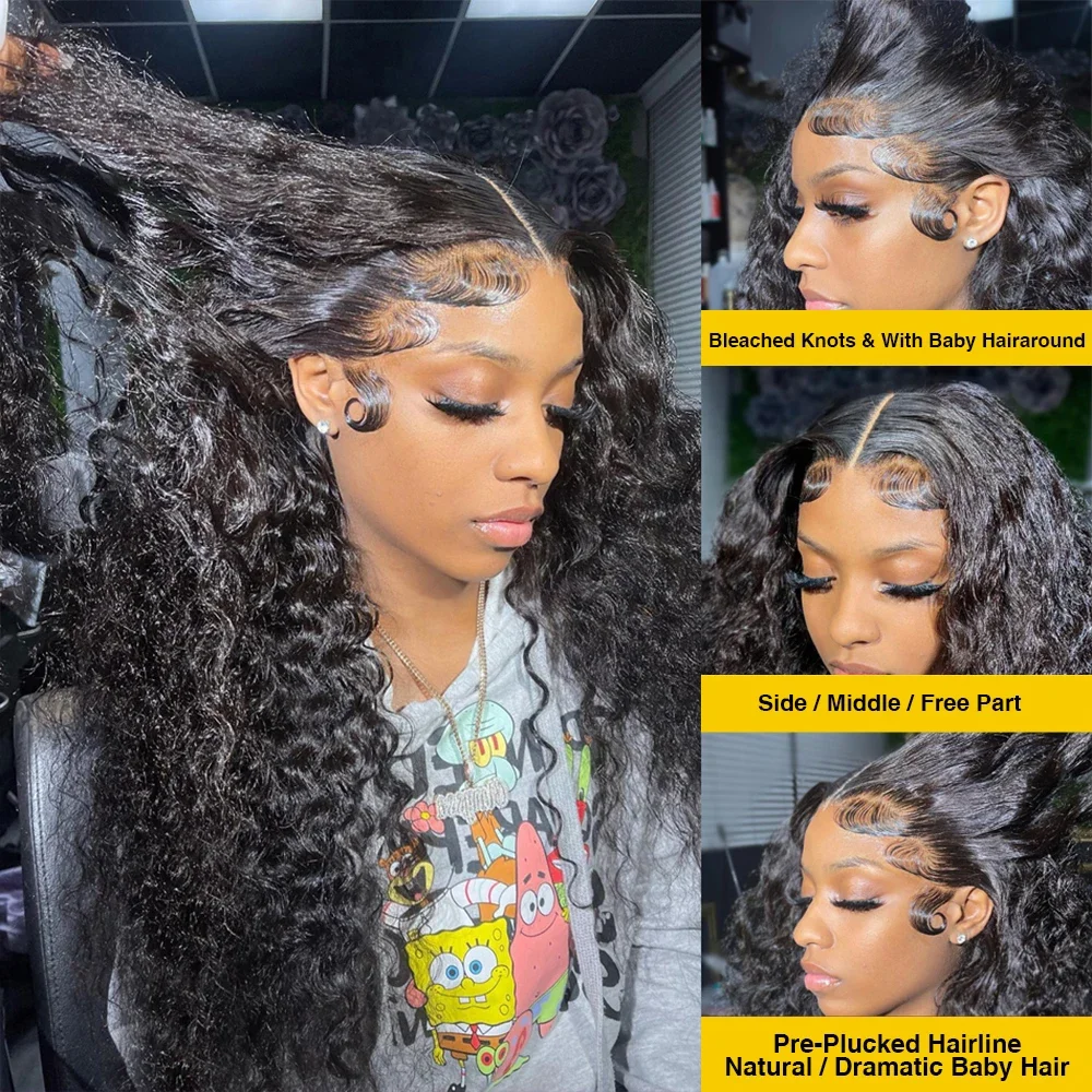 HD transparente Deep Wave Frontal Perücke 13x4/13x6 lockige Spitze Front Echthaar Perücken für Frauen nasse und gewellte Wasser verschluss Perücke