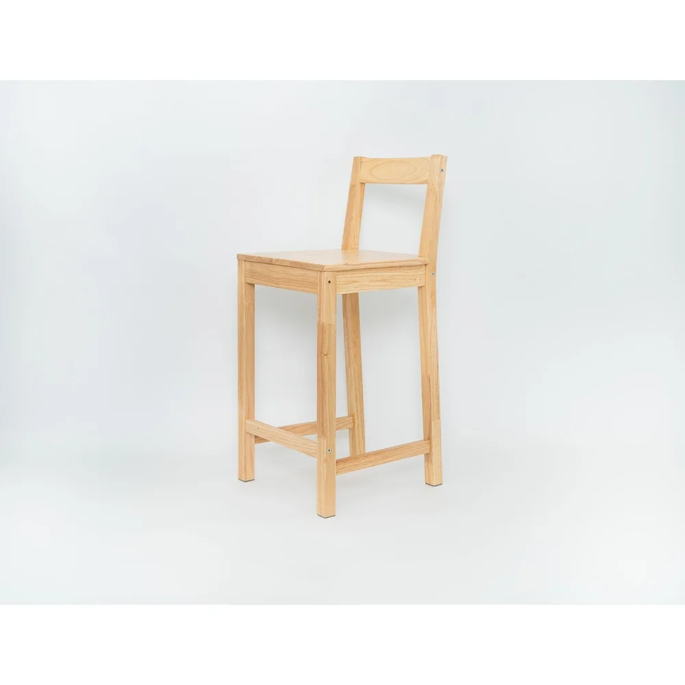 Indoor Counter Stools Set of 2 Pine Wood Backrest Bar Chairs Durable Comfortable Design Dining Kitchen Workspace