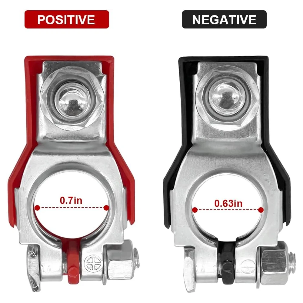 2PCS New Universal Battery Terminal Connector Top Post Battery Cable Terminal Clamp Positive Negative Release Disconnect Good Contact Corrosion Resistance