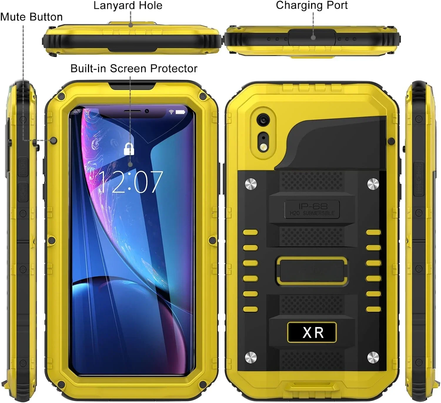 For iPhone Air 17 16e 15 14 13 12 11 Pro Max XS XR 7 Plus Underwater IP68 Heavy Duty Aluminum Metal Waterproof Case Screen Film