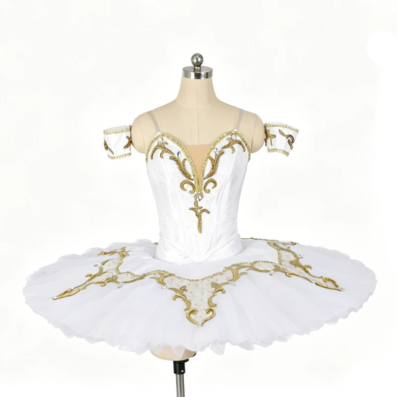 

YAGP White gold professional ballet tutu competition women classical tutu pancake ballet performance adult 11 layers JN0512
