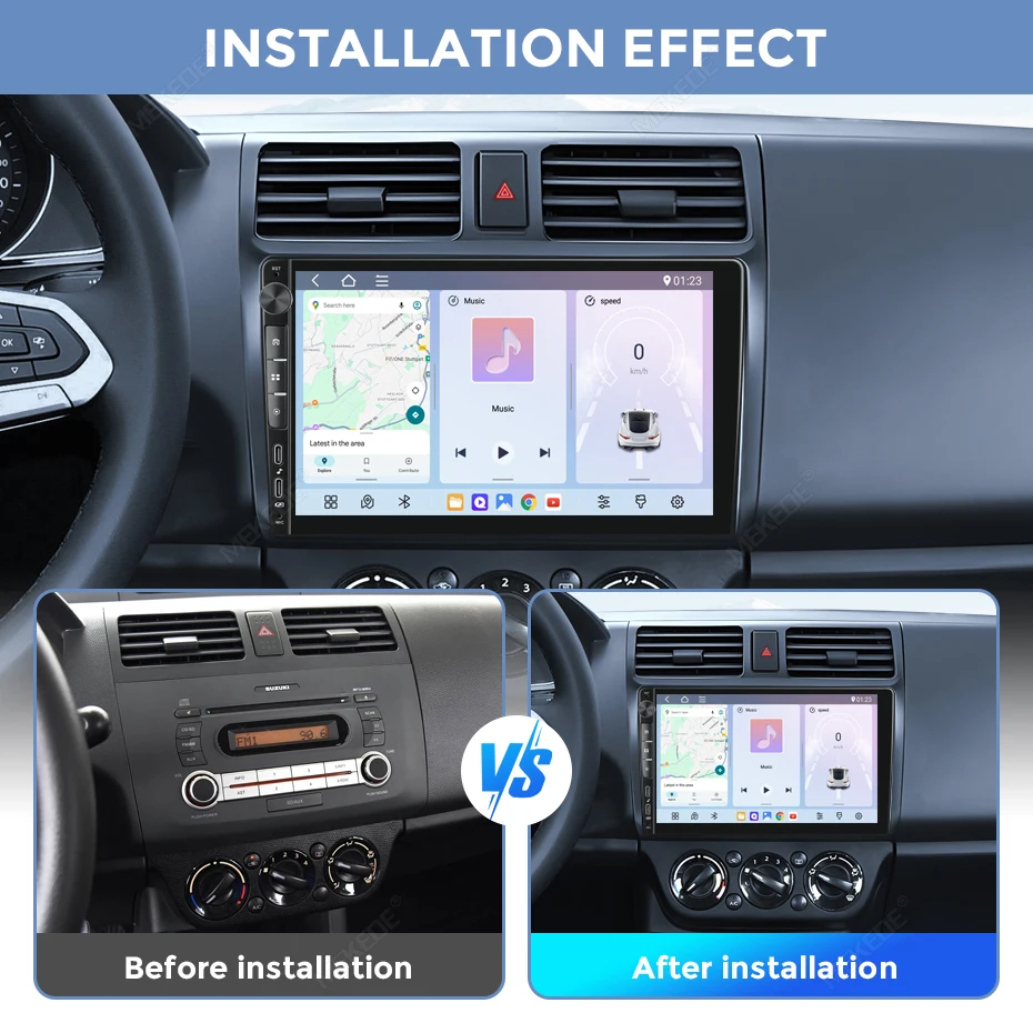 MEKEDE Android Universal 9/10 inch Car Stereo CarPlay Car Radio With Button Android Auto GPS Multimedia Player 2DIN 8core Screen