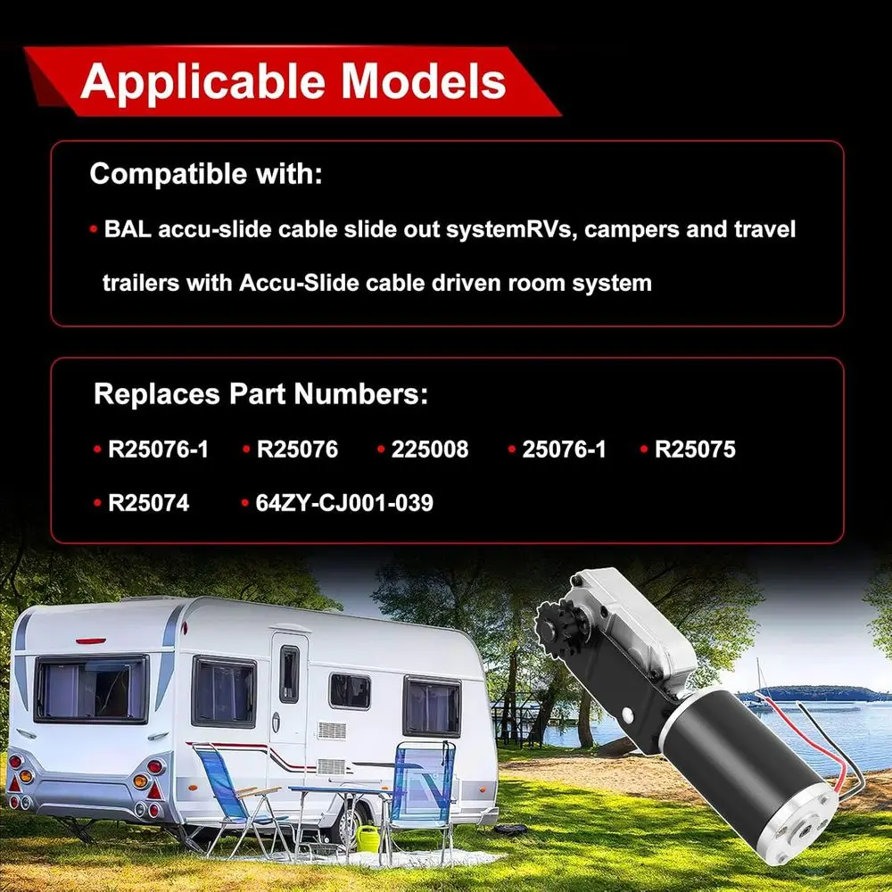 225008 RV انزلاق خارج المحرك والعتاد الإسكان متوافق مع BAL Accu-Slide كابل الشريحة خارج نظام 13 ضرس الأسنان لمقطورة RV #5