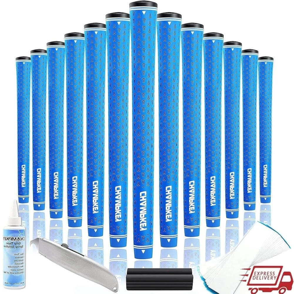

Y-LITE Golf Grips 13 Pack All Weather High Traction Rubber Grips Tapered Profile Texture Control Technology with Repair Kits