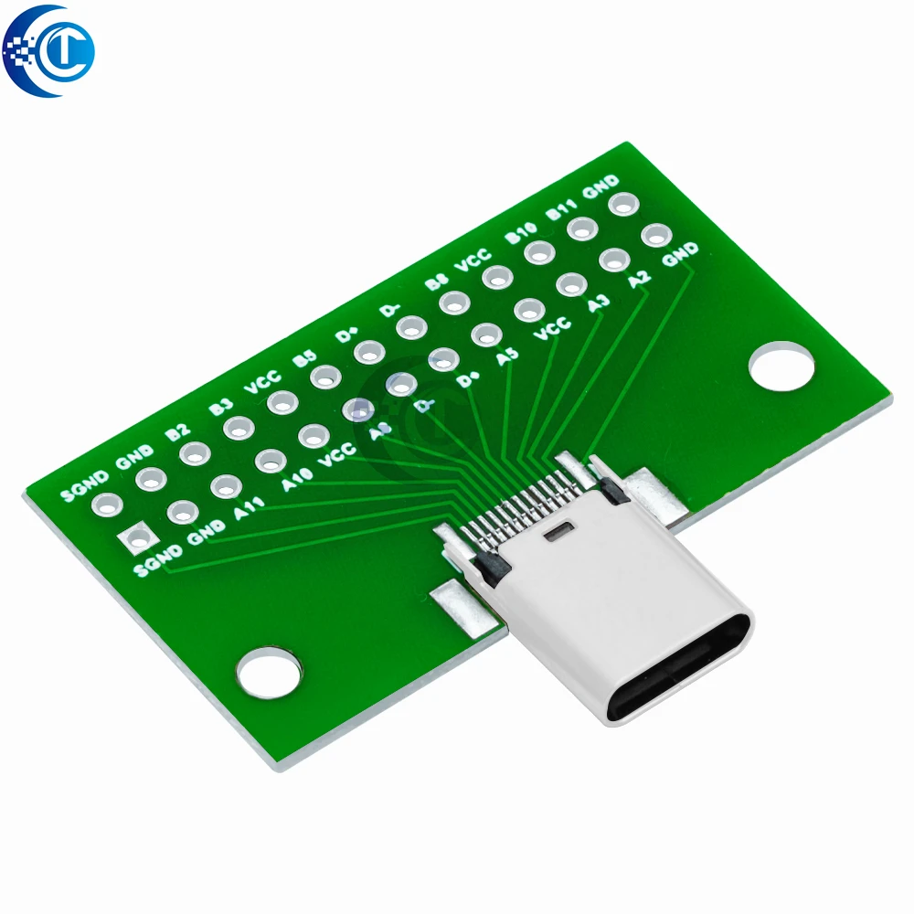 Type-C Male to Female USB 3.1 Test PCB Board Adapter Type C 24P 2.54mm Connector Socket For Data Line Wire Cable Transfer